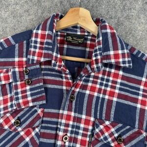 The Vermont Flannel Co Shirt Mens Medium Blue Plaid Flannel Long Sleeve Button